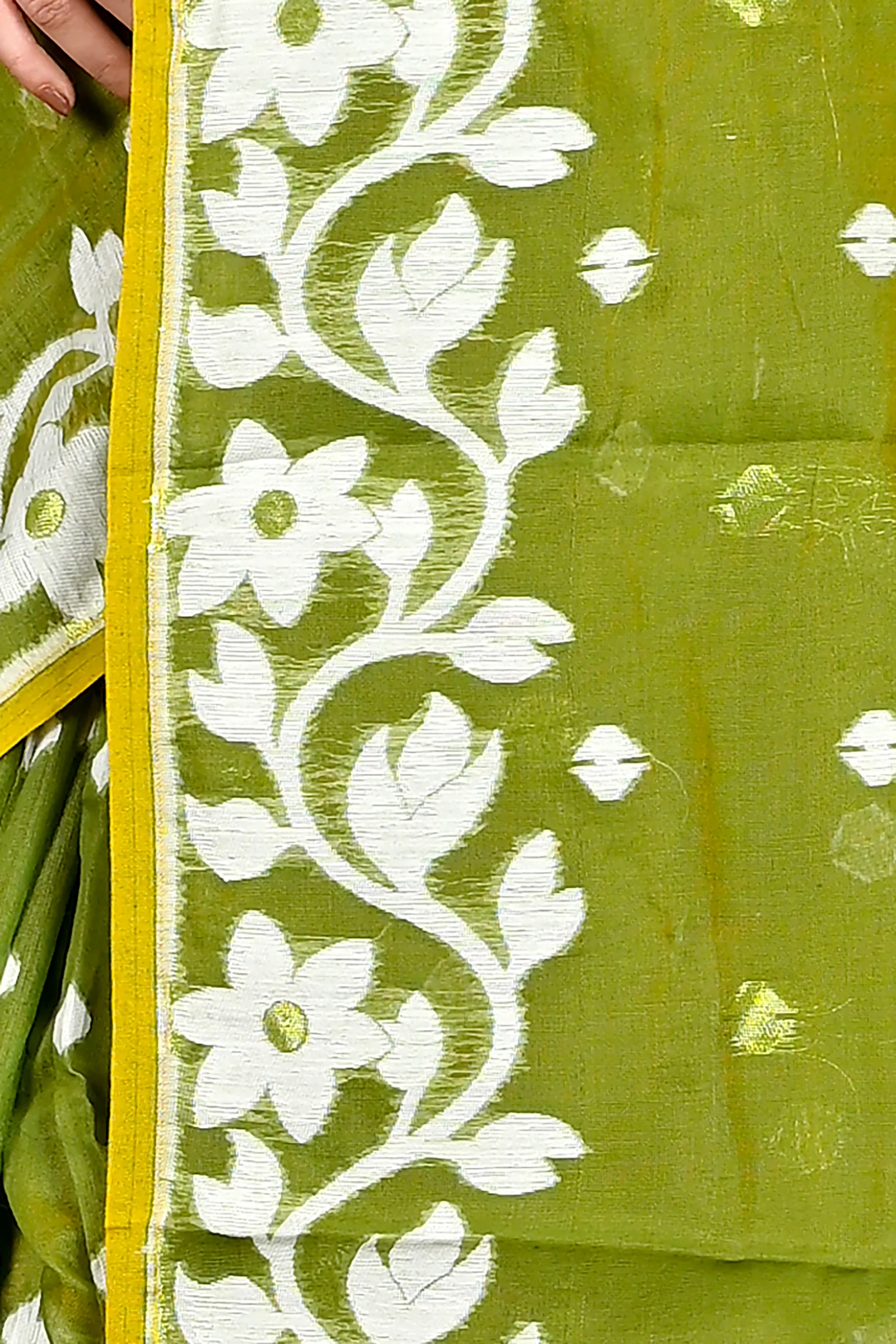 Dark Green Cotton Blended Parinit Jamdani Saree (343)